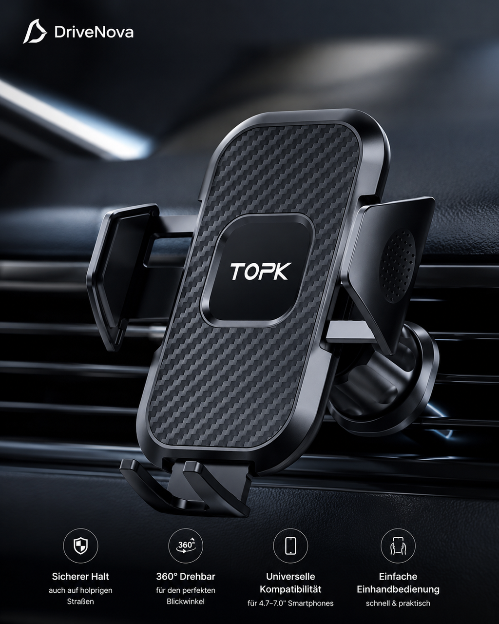 DriveNova Grip – Universelle Auto-Handyhalterung für Lüftungsschlitze