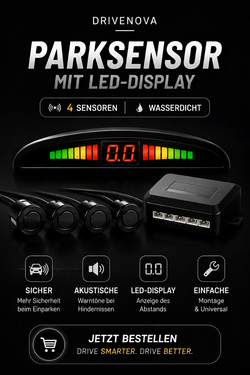 DriveNova ParkSense™ – LED Einparkhilfe mit 4 Sensoren