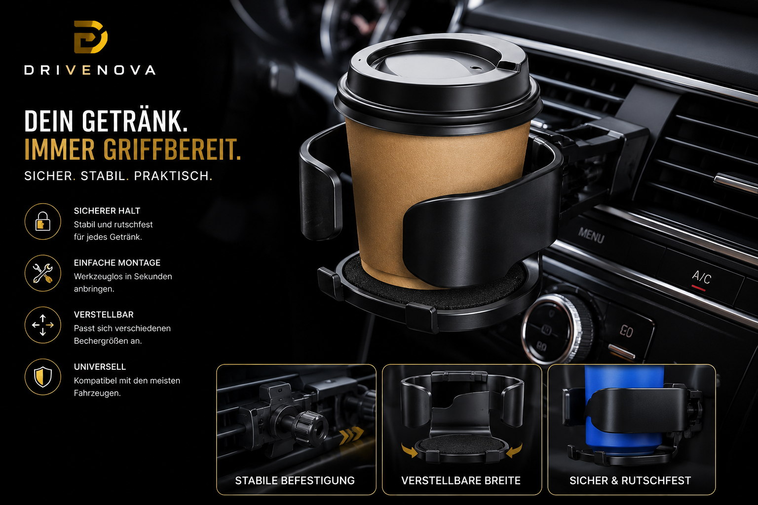 DriveNova™ Getränkehalter für die Lüftung