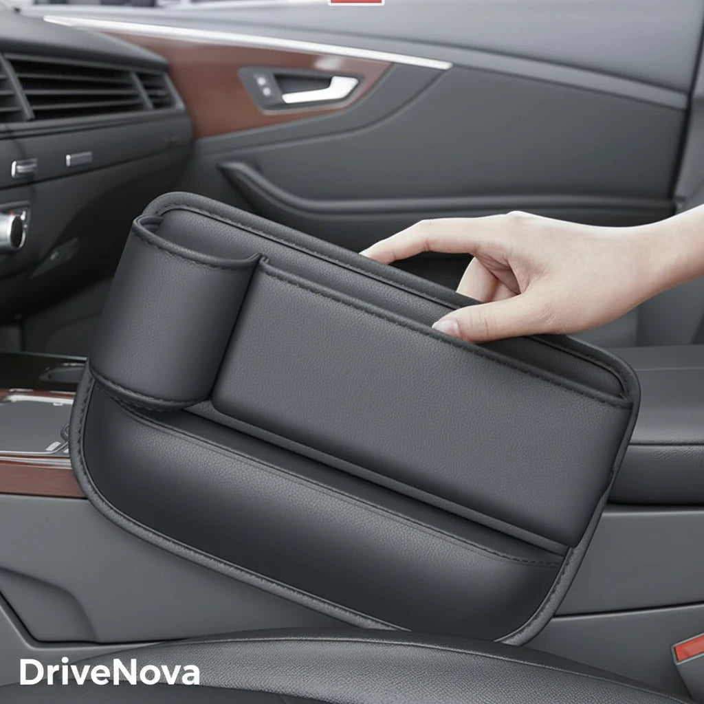 DriveNova Premium Autositz-Organizer mit Getränkehalter