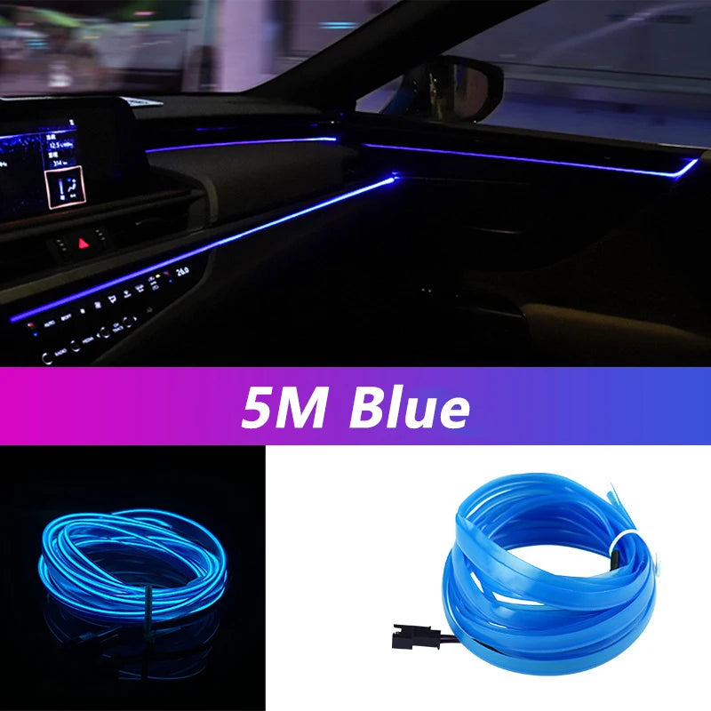 DriveNova| 5M LED Ambientebeleuchtung fürs Auto – Flexible Neon-Lichtleiste mit USB
