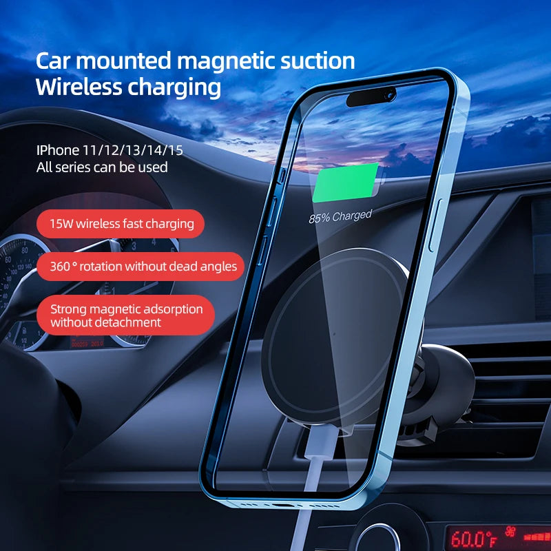 DriveNova MagSafe Auto-Handyhalterung mit kabellosem und magnetischem Schnellladen.