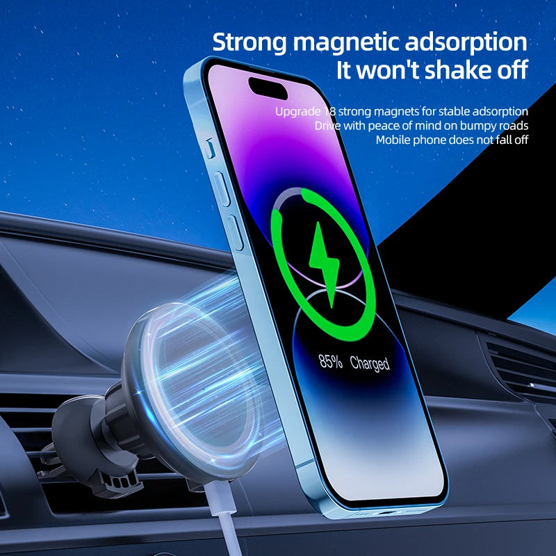 DriveNova MagSafe Auto-Handyhalterung mit kabellosem und magnetischem Schnellladen.