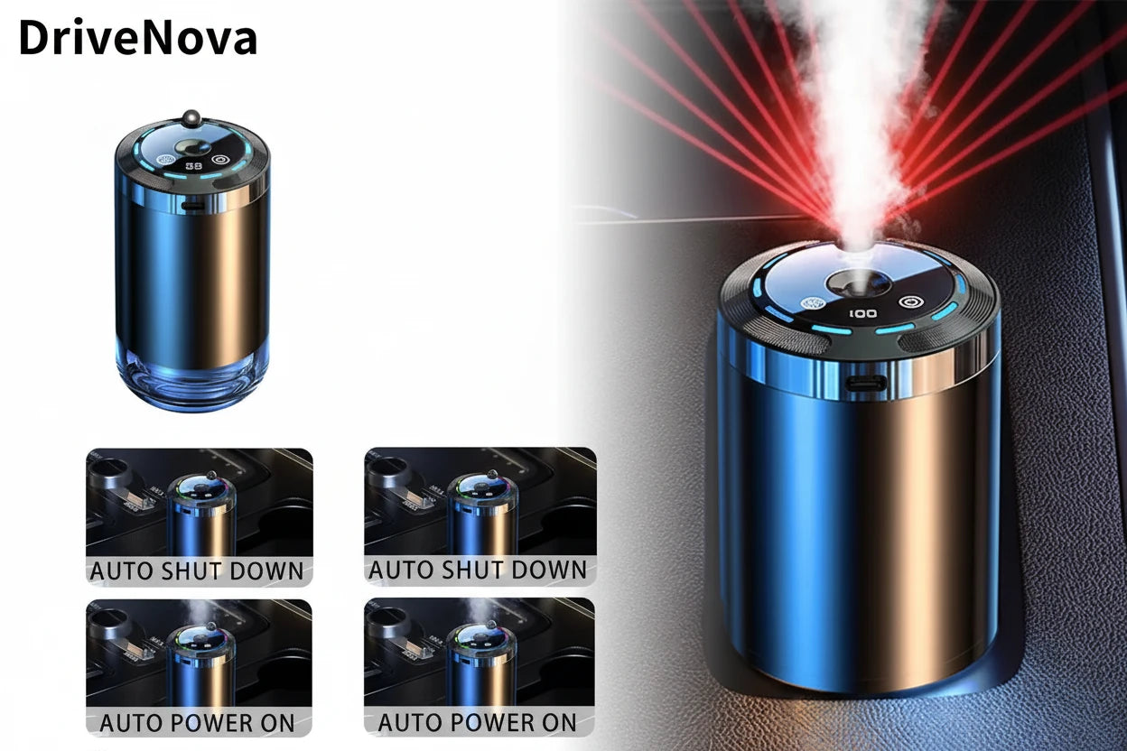 DriveNova AromaFlow – USB Auto-Diffuser & Duftspender mit LED-Beleuchtung