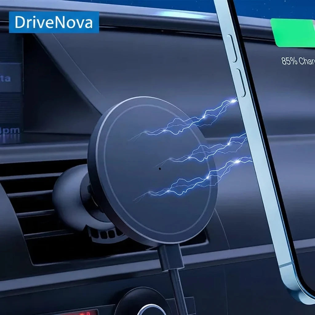 DriveNova MagSafe Auto-Handyhalterung mit kabellosem und magnetischem Schnellladen.