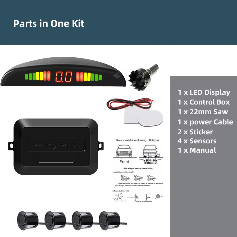 DriveNova ParkSense™ – LED Einparkhilfe mit 4 Sensoren