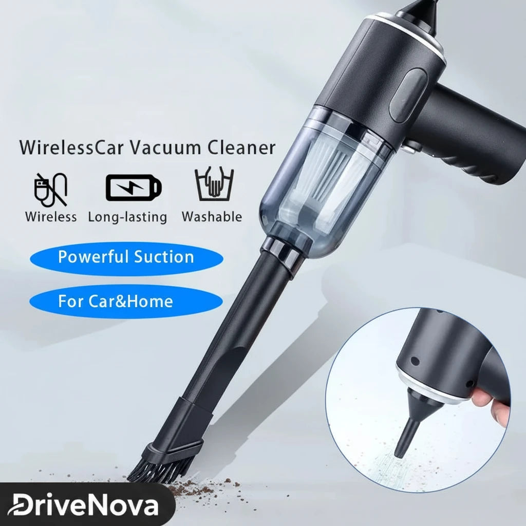 DriveNova MiniVac – Kabelloser 9000Pa Auto-Staubsauger mit USB-Aufladung